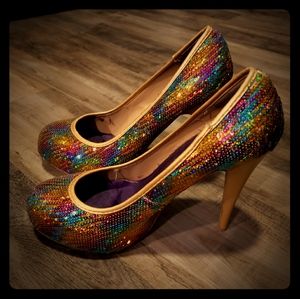 Rainbow sparkle heels